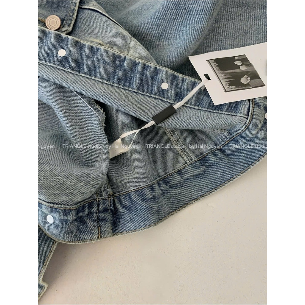 TRIANGLE - Denim Jacket (Cân nhắc kỹ, return is not welcomed) Áo khoác denim dáng ngắn style Hàn basic và dễ mặc