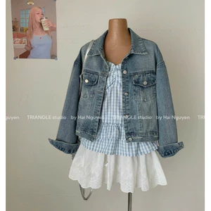TRIANGLE - Denim Jacket (Cân nhắc kỹ, return is not welcomed) Áo khoác denim dáng ngắn style Hàn basic và dễ mặc