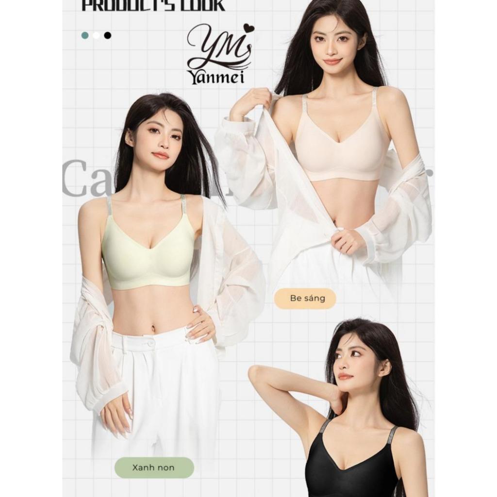 [6108#] YANMEI Áo bra bản to hương hoa trà dây áo mảnh tinh tế, áo ngực ko gọng mút mỏng có thể tháo rời, áo lót su lạnh