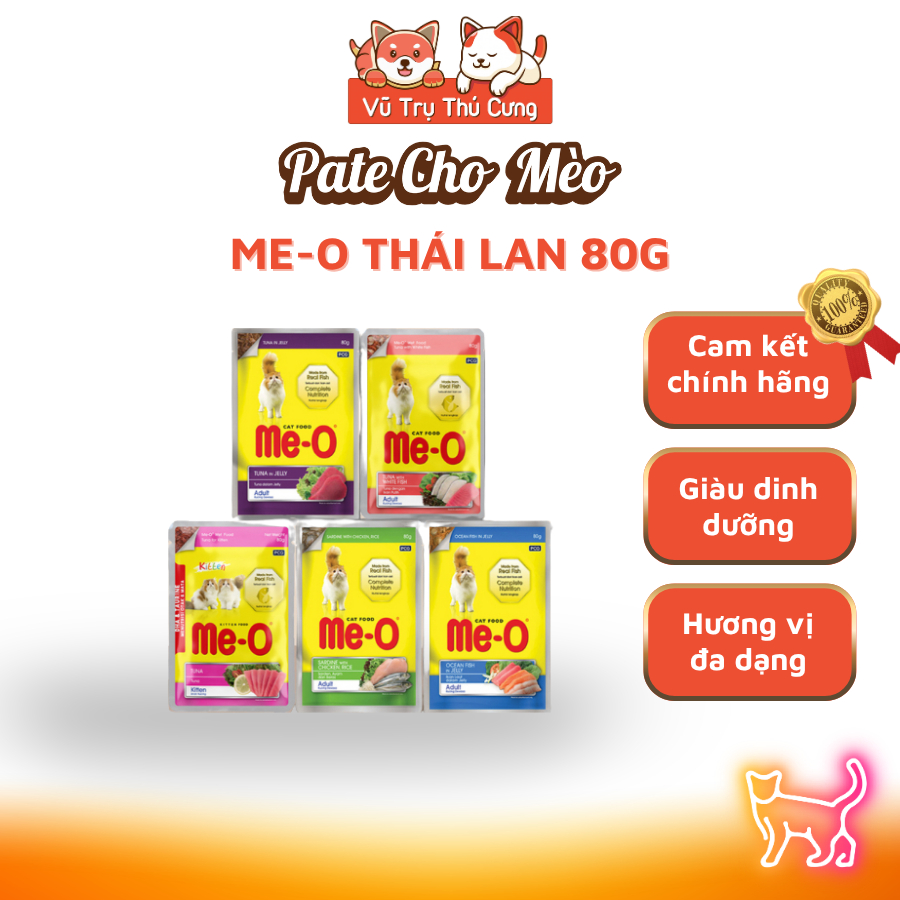 Pate Me-O Wet Cho Mèo Giàu Dinh Dưỡng Gói 80g