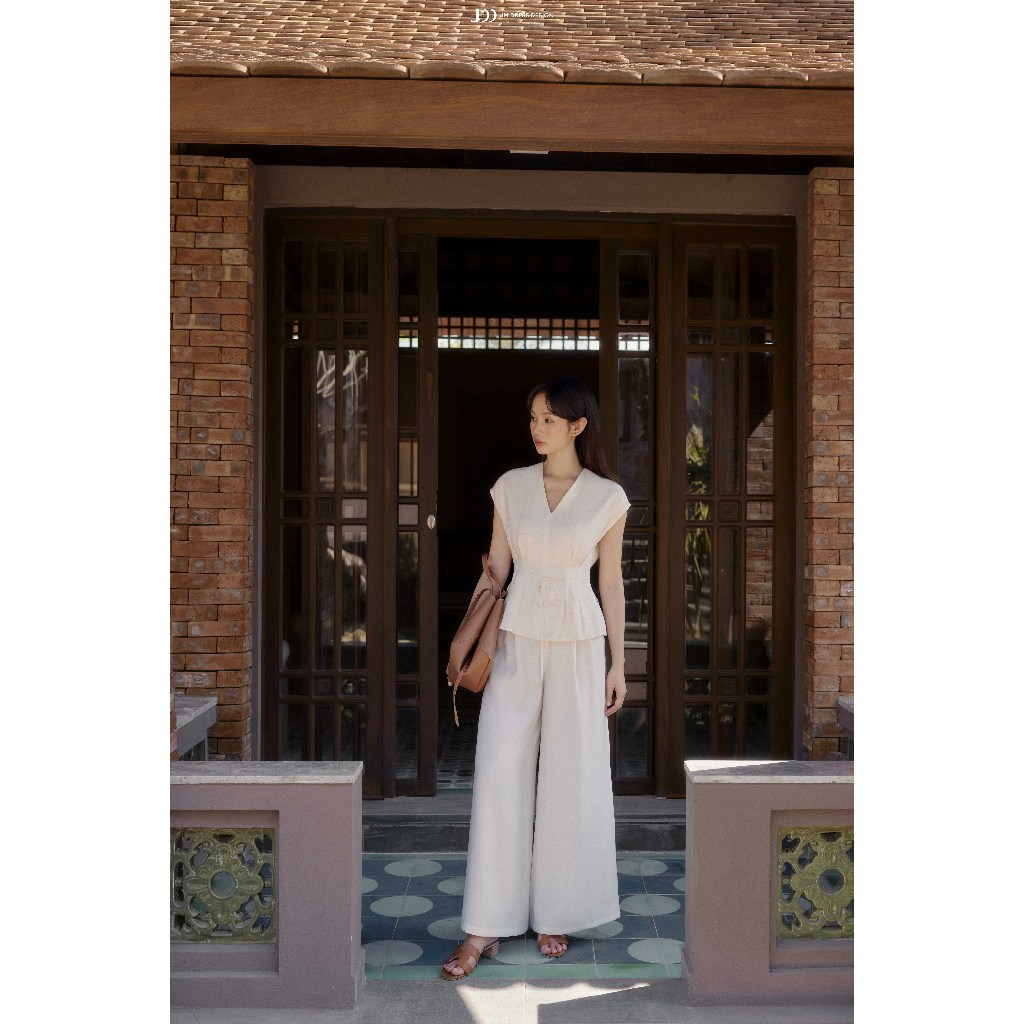 Set Áo Resort Tay Chờm Thân Xếp Ly 2R03.2603, Quần 2 Ly Bung 3R02.2603. Set Đồ Nữ Thanh Lịch, Outfit Resort, Đi Biển JM