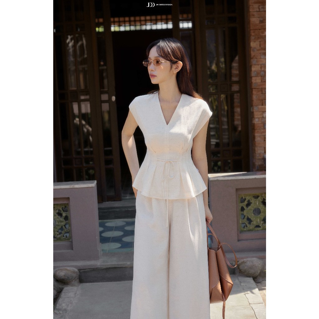 Set Áo Resort Tay Chờm Thân Xếp Ly 2R03.2603, Quần 2 Ly Bung 3R02.2603. Set Đồ Nữ Thanh Lịch, Outfit Resort, Đi Biển JM