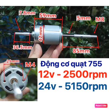 [Motor dây đồng 555] 12v DC đã lắp sẵn đầu nối chế quạt sạc tích điện, quạt kẹp bình, phù hợp với quạt cây, quạt bàn