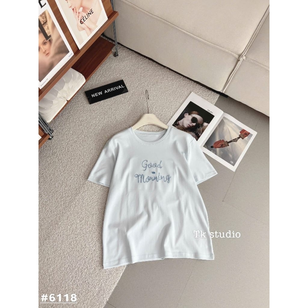 [𝑯𝒂 𝑨𝒏𝒉] Áo Cộc Phông Thêu Chữ Good Morning QCL1