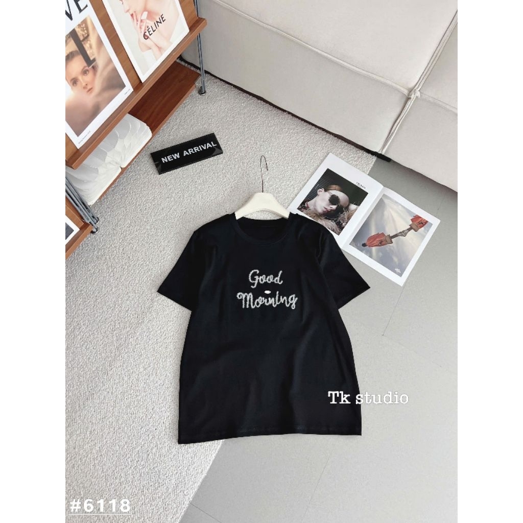 [𝑯𝒂 𝑨𝒏𝒉] Áo Cộc Phông Thêu Chữ Good Morning QCL1