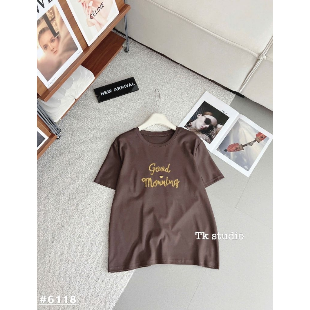 [𝑯𝒂 𝑨𝒏𝒉] Áo Cộc Phông Thêu Chữ Good Morning QCL1