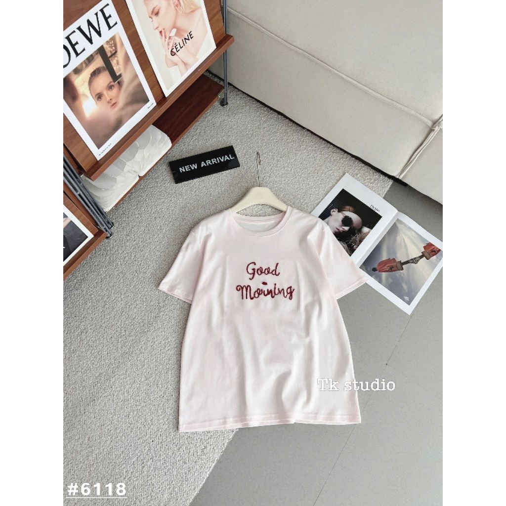 [𝑯𝒂 𝑨𝒏𝒉] Áo Cộc Phông Thêu Chữ Good Morning QCL1