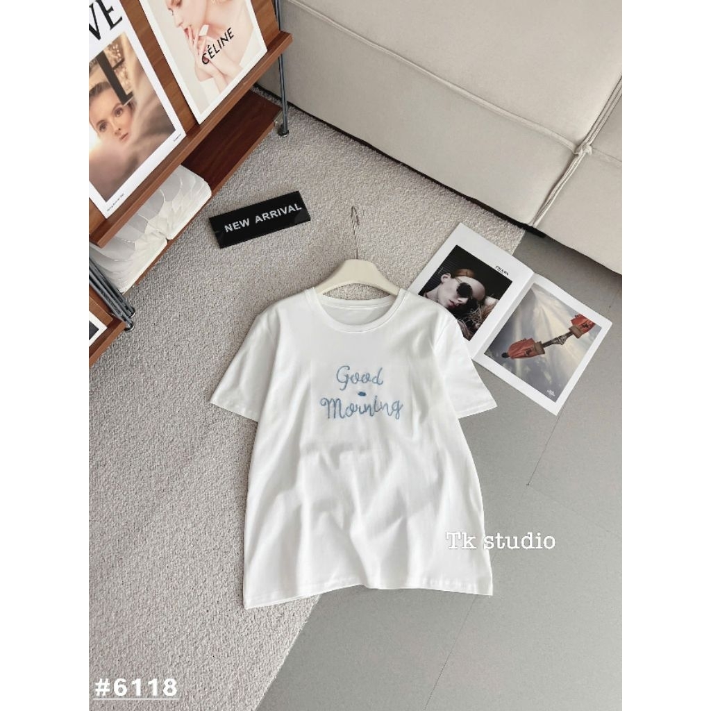 [𝑯𝒂 𝑨𝒏𝒉] Áo Cộc Phông Thêu Chữ Good Morning QCL1