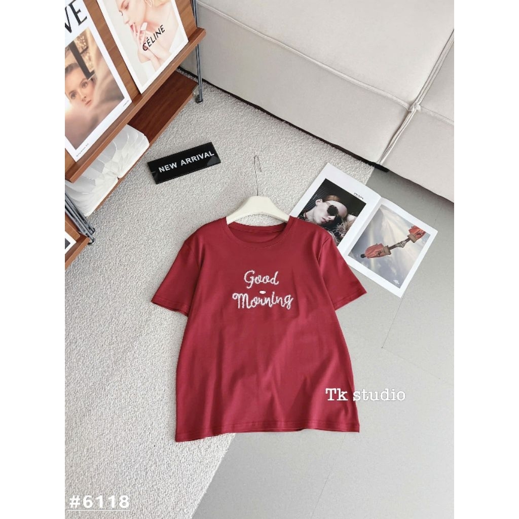 [𝑯𝒂 𝑨𝒏𝒉] Áo Cộc Phông Thêu Chữ Good Morning QCL1