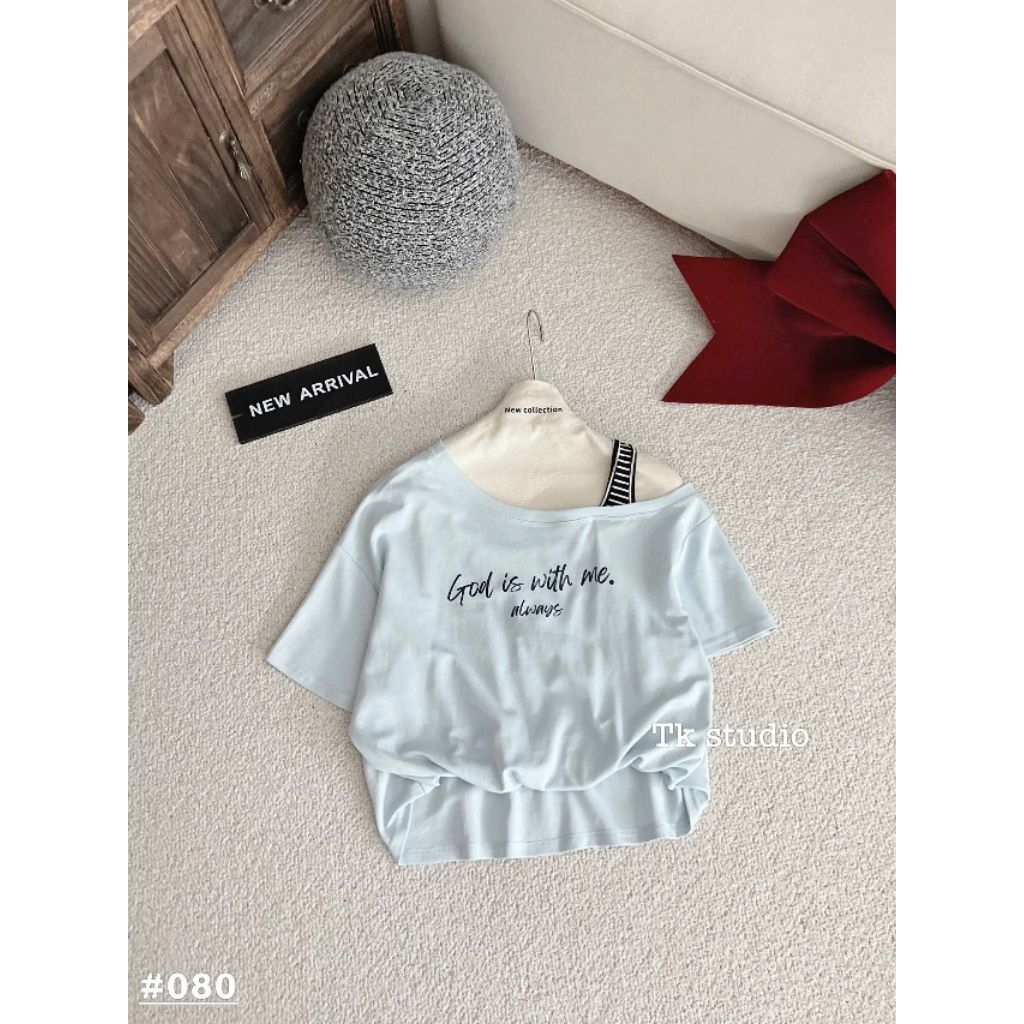 [𝑯𝒂 𝑨𝒏𝒉] Áo Cộc Phông Trễ Vai Bo Gấu QCL1