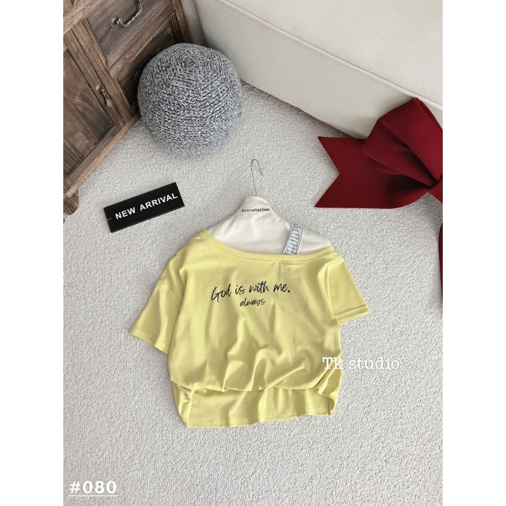 [𝑯𝒂 𝑨𝒏𝒉] Áo Cộc Phông Trễ Vai Bo Gấu QCL1