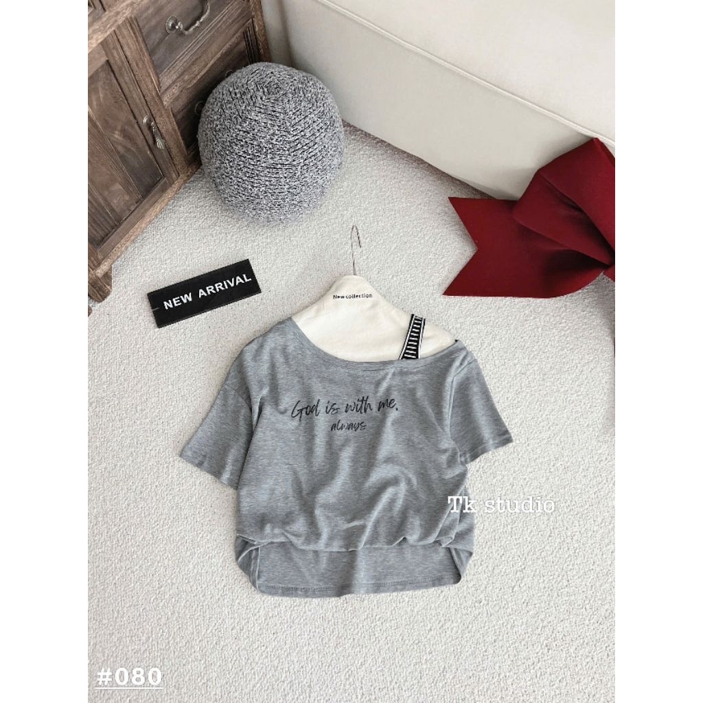 [𝑯𝒂 𝑨𝒏𝒉] Áo Cộc Phông Trễ Vai Bo Gấu QCL1