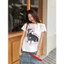 Áo thun baby tee trắng cổ tròn hoạ tiết cún đi ủng ATBBT029 - Tiktik