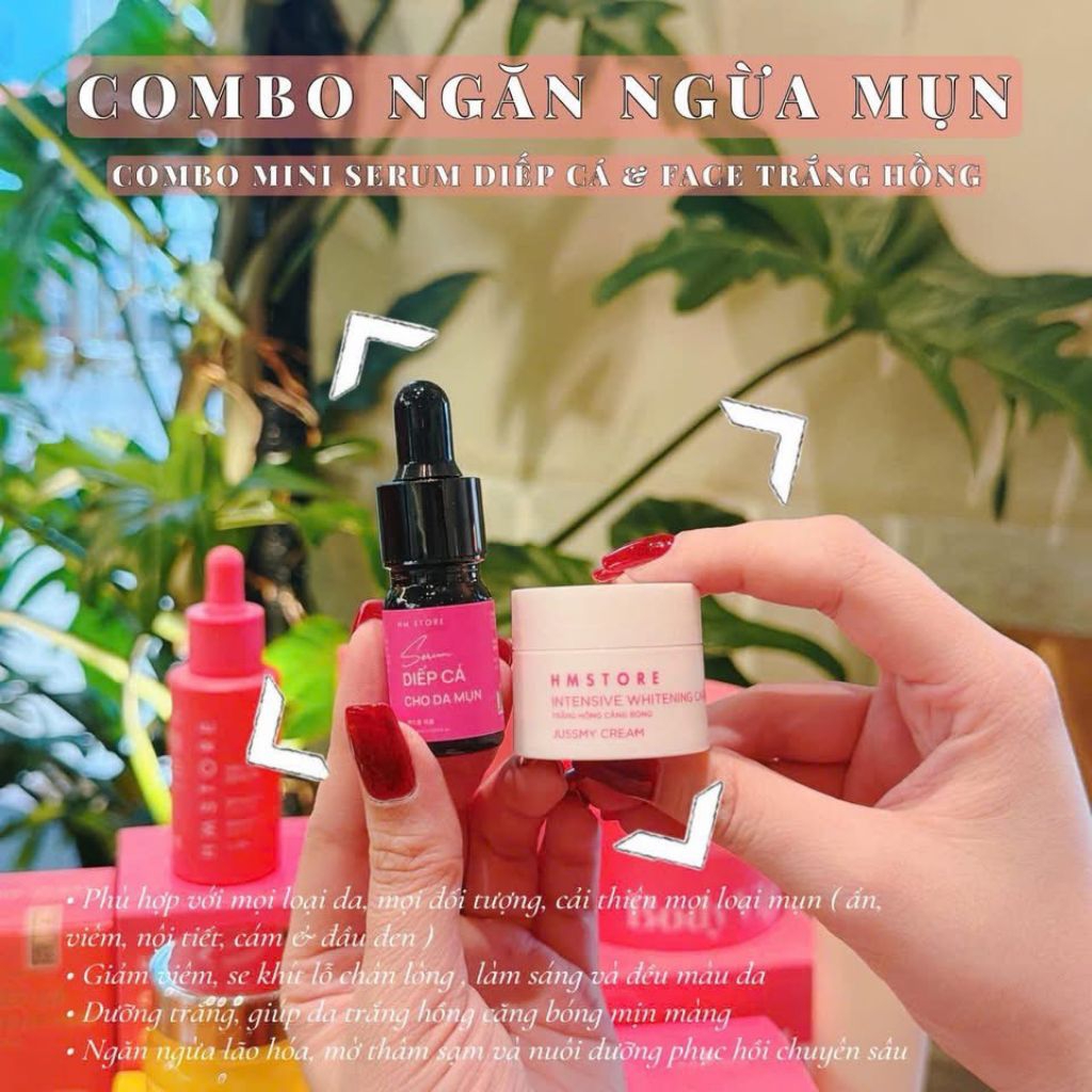 SERUM MỤN DIẾP CÁ và FACE TRẮNG HỒNG MINI ( 5G) , giảm mụn thâm, dưỡng trắng căng bóng
