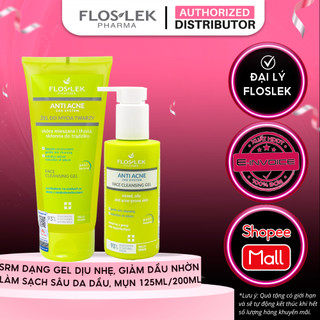 Gel rửa mặt dịu nhẹ cho da dầu mụn Floslek Anti Acne 24h System Face Cleansing Gel