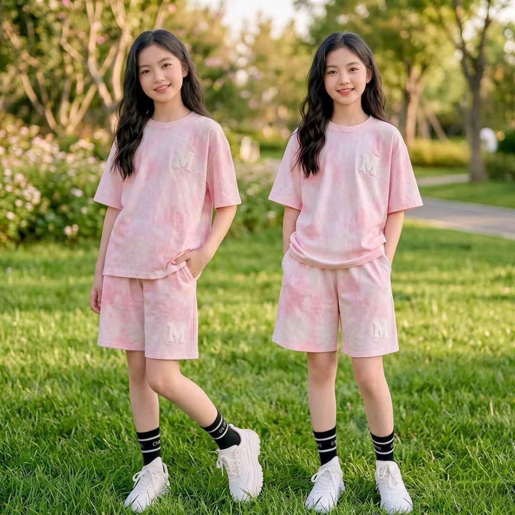 Set cotton loang in chữ M cho bé gái size đại BEESHOP H26056