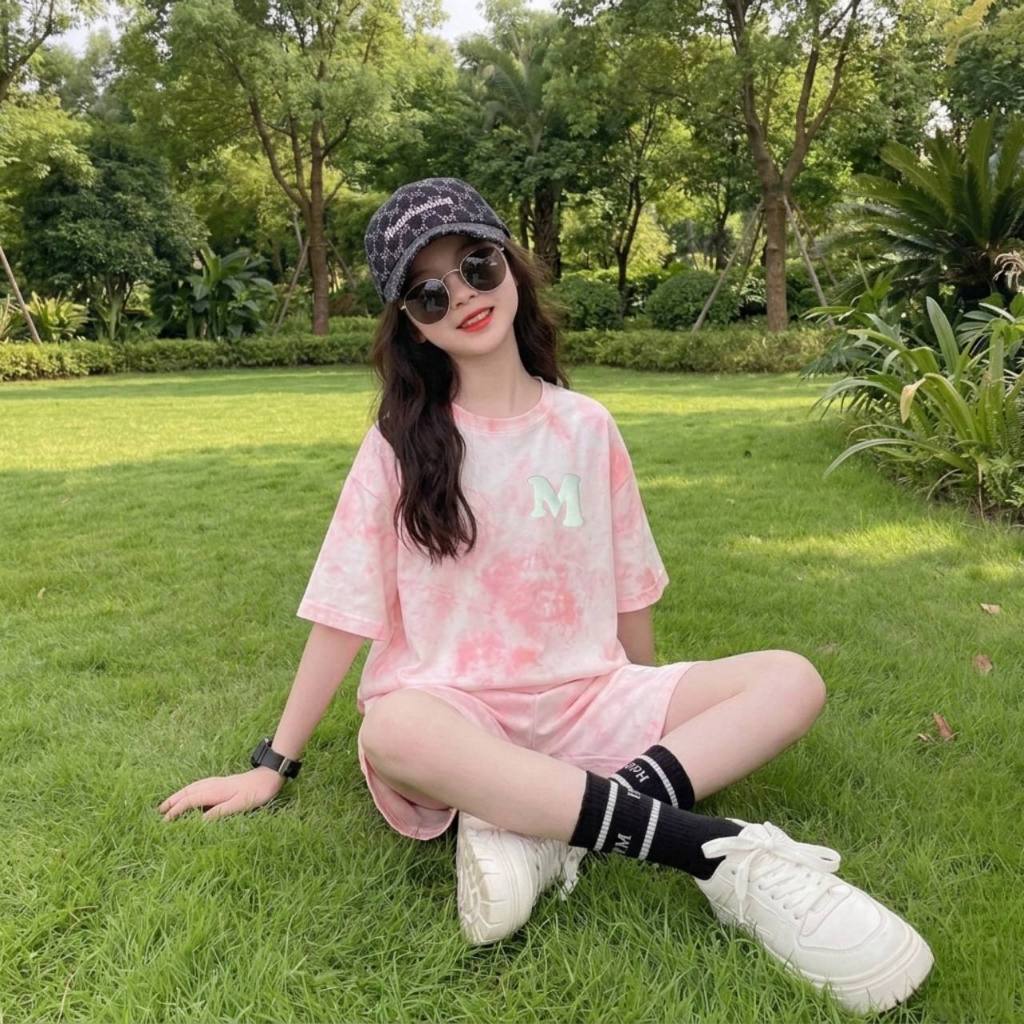 Set cotton loang in chữ M cho bé gái size đại BEESHOP H26056