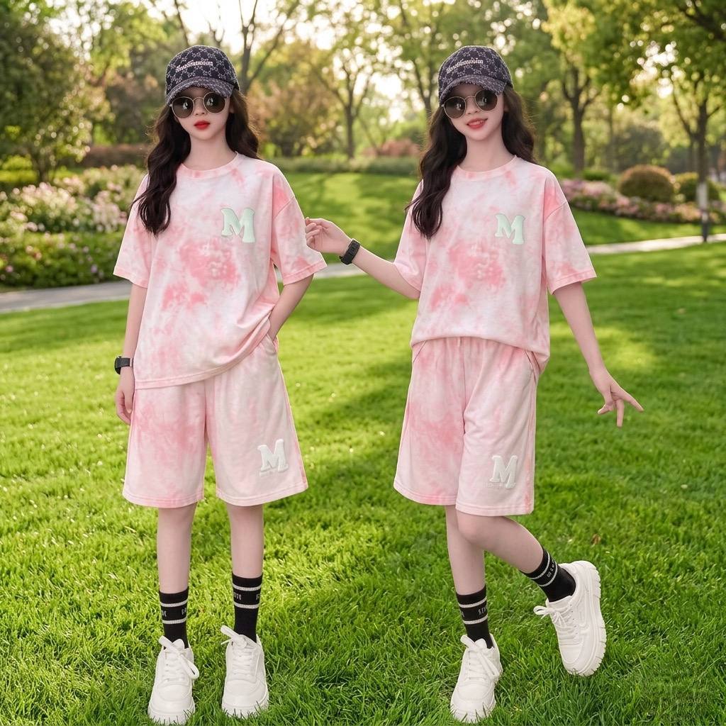 Set cotton loang in chữ M cho bé gái size đại BEESHOP H26056