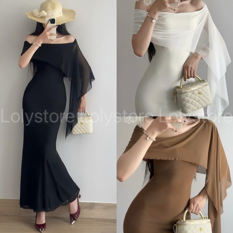 Đầm body nữ dáng dài đuôi cá xoè phong cách tiểu thư sang chảnh Lolystore XV626