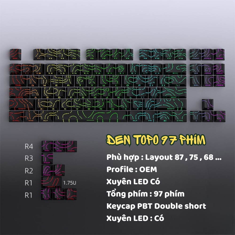 Bộ keycap ATAS Contour ToPo GRAPHIC