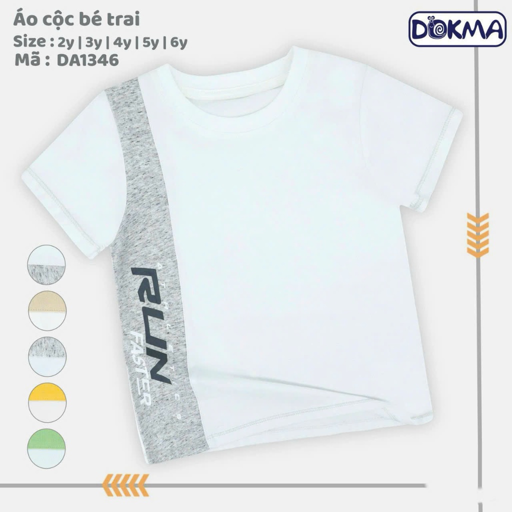 (11-22kg, 2-6Y) Áo Cổ Tròn Cộc Tay Bé Trai Nhiều Hình Dokma DA1346 DA1576 DA2196