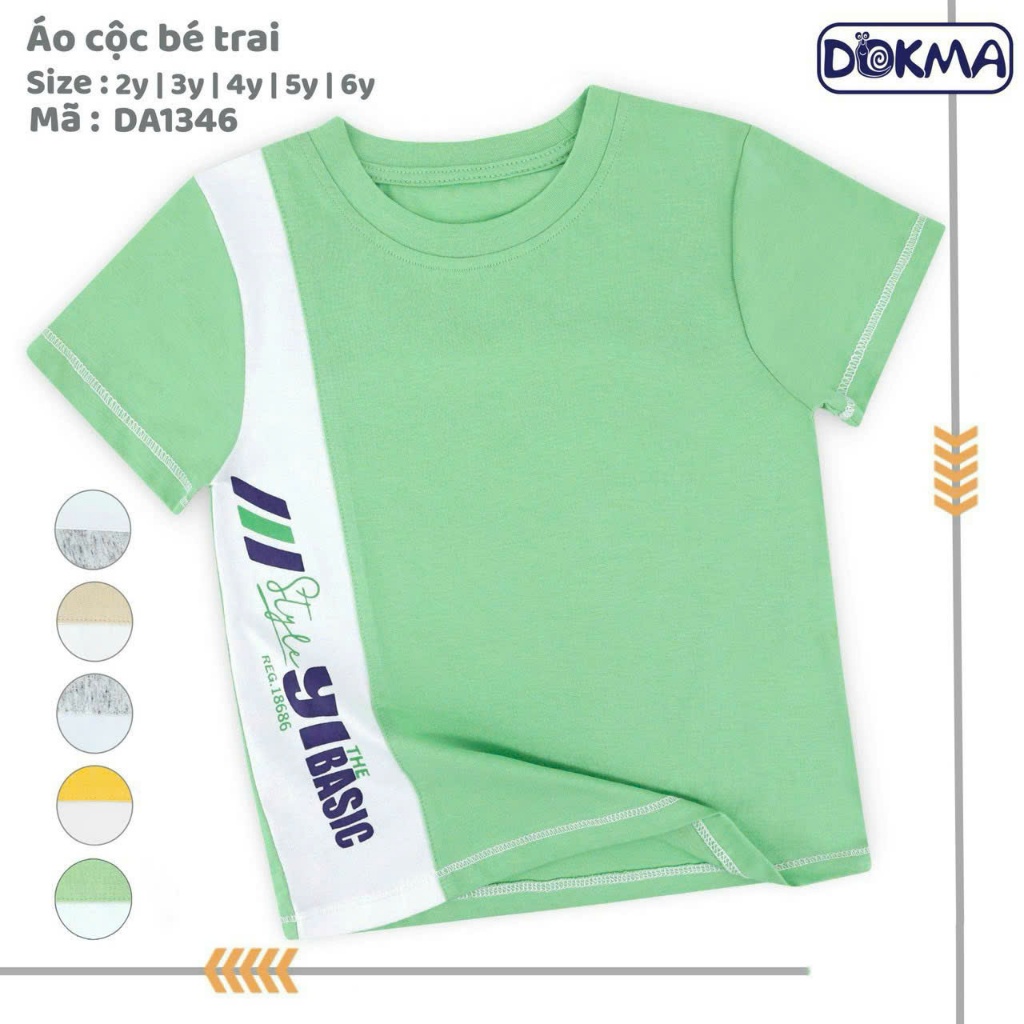 (11-22kg, 2-6Y) Áo Cổ Tròn Cộc Tay Bé Trai Nhiều Hình Dokma DA1346 DA1576 DA2196