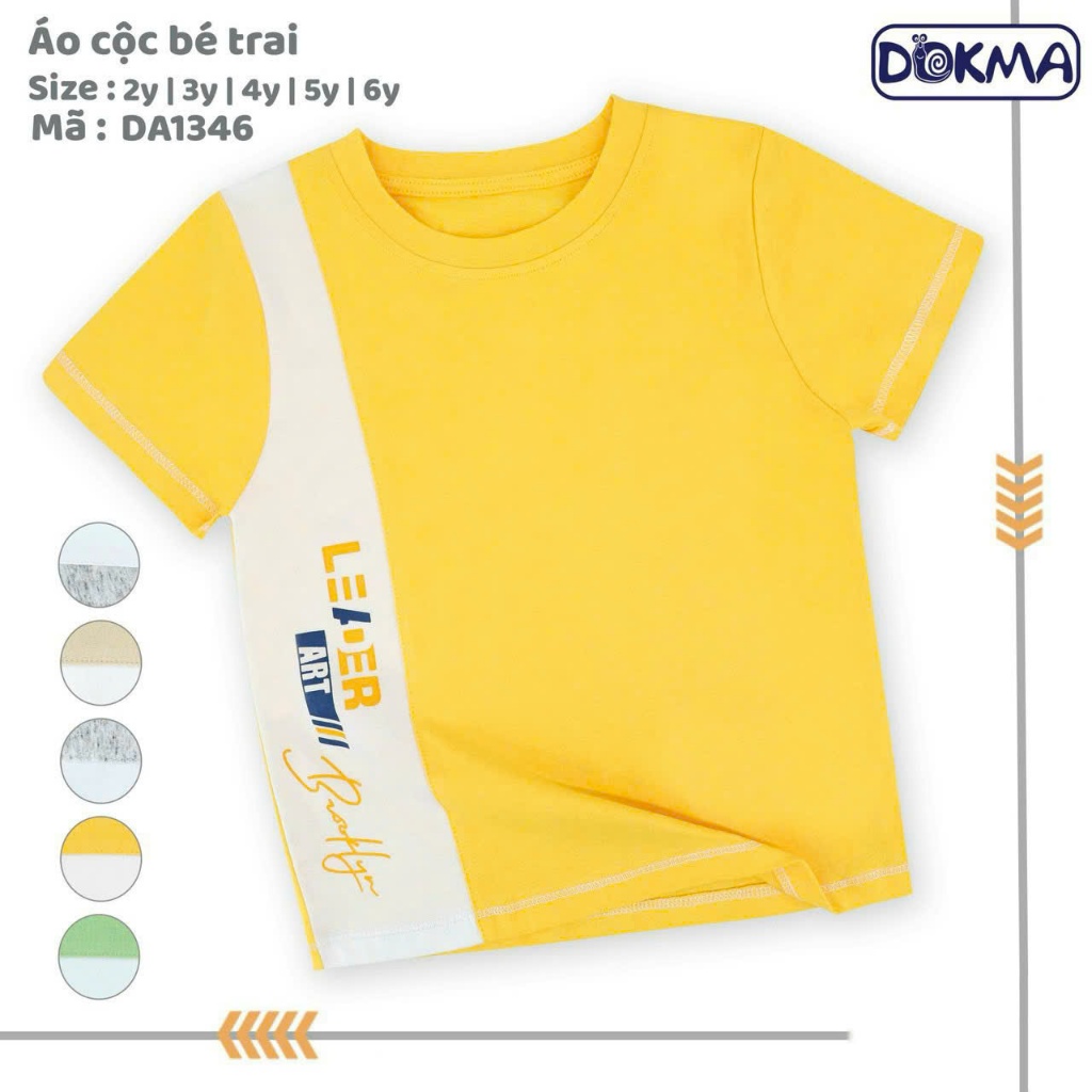 (11-22kg, 2-6Y) Áo Cổ Tròn Cộc Tay Bé Trai Nhiều Hình Dokma DA1346 DA1576 DA2196