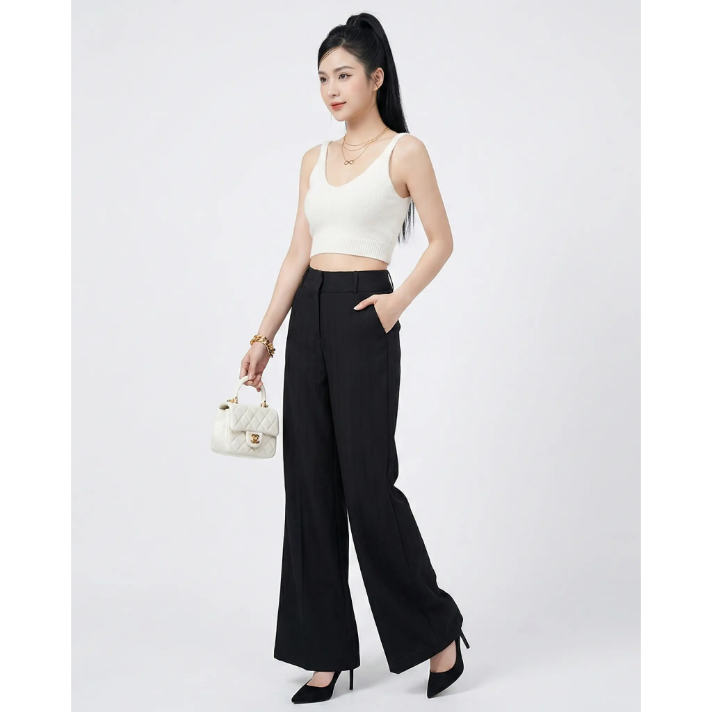 Quần Tây Nữ GEO Ống Rộng Sọc Gân