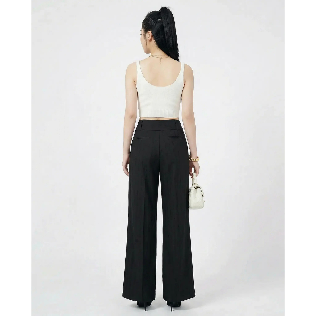 Quần Tây Nữ GEO Ống Rộng Sọc Gân