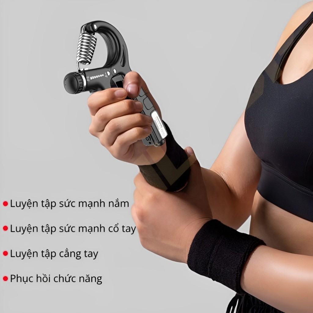 KÌM TẬP CƠ TAY ĐIỀU CHỈNH LỰC 5-60KG, Có Đếm Số, Lò Xo Thép Carbon, Dụng Cụ Tập Gym Tại Nhà, Tăng Sức Mạnh Cổ Tay Và Ngó