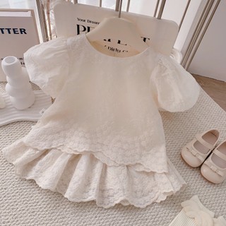 Quần áo trẻ em, Set quần áo trắng kem bé gái thêu hoạ tiết 9-26kg S2135 Tiểu Yến KID