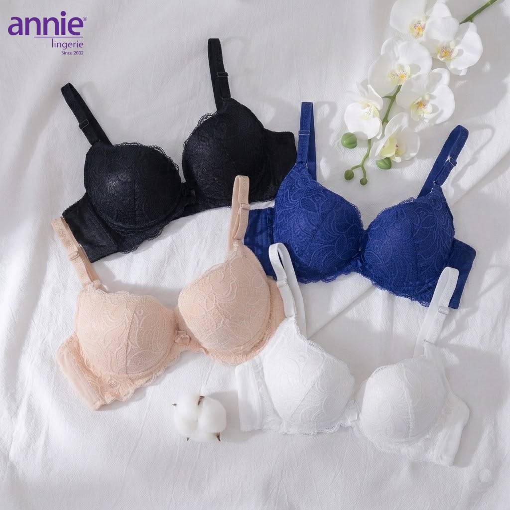 Áo ngực ren 3 móc tạo dáng lưng thon annie Bra 8140, mút dày nâng ngực gợi cảm,sang trọng,thoáng mát