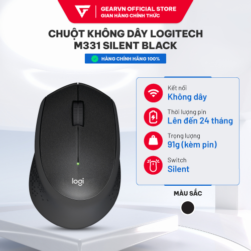 Chuột không dây Logitech M331 Silent Black