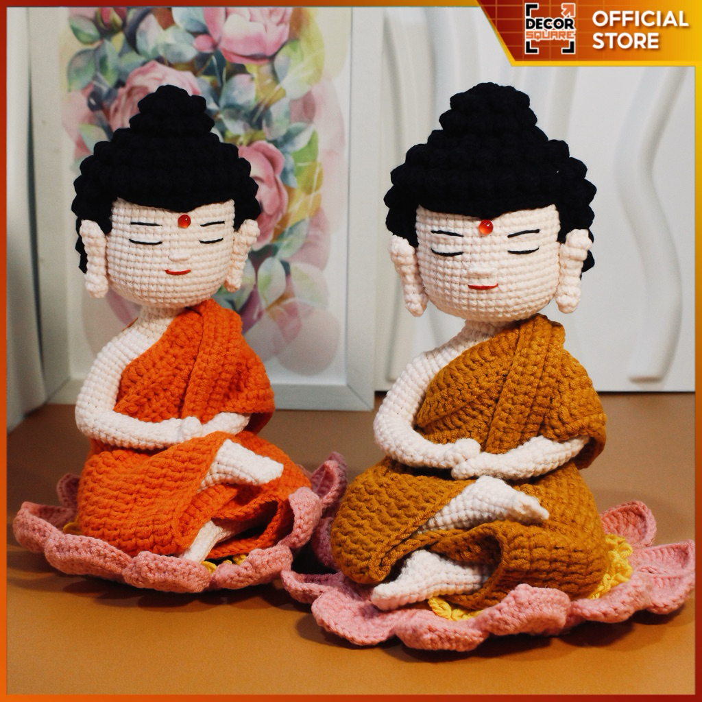 Tượng Phật Len Handmade Ngồi Thiền Decor Square – Cao 22cm - Trang Trí, Quà Tặng Bình An, May Mắn, Phong Thủy