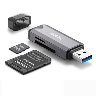 Đầu đọc thẻ nhớ đa năng SSK SCRM390 TypeC & USB 3.0 - đọc thẻ SD/TF Card (Xám) - Phụ Kiện Nhất Tín