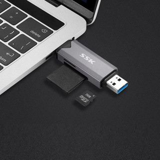 Đầu đọc thẻ nhớ đa năng SSK SCRM390 TypeC & USB 3.0 - đọc thẻ SD/TF Card (Xám) - Phụ Kiện Nhất Tín