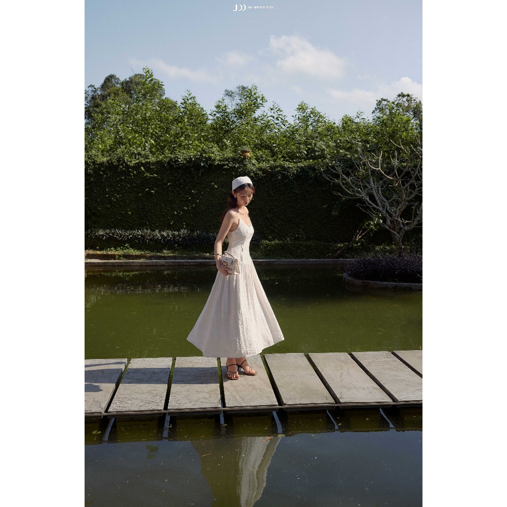 Đầm Resort 2 Dây Cổ V, Dáng Nhún Hông 1R02.2603, Đầm Dáng Maxi Cổ V Xoè Nhẹ Mặc Đi Biển Phong Cách Resort, Váy 2 Dây JM