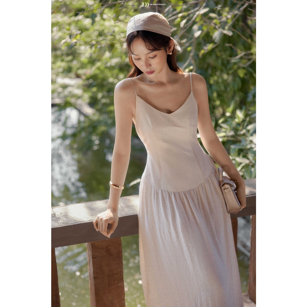 Đầm Resort 2 Dây Cổ V, Dáng Nhún Hông 1R02.2603, Đầm Dáng Maxi Cổ V Xoè Nhẹ Mặc Đi Biển Phong Cách Resort, Váy 2 Dây JM