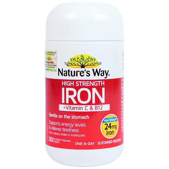 Viên Uống  Nature’s Way High Strength Iron + Vitamin C&B12 Bổ Sung Sắt Cho Cơ Thể | Babymall & Care
