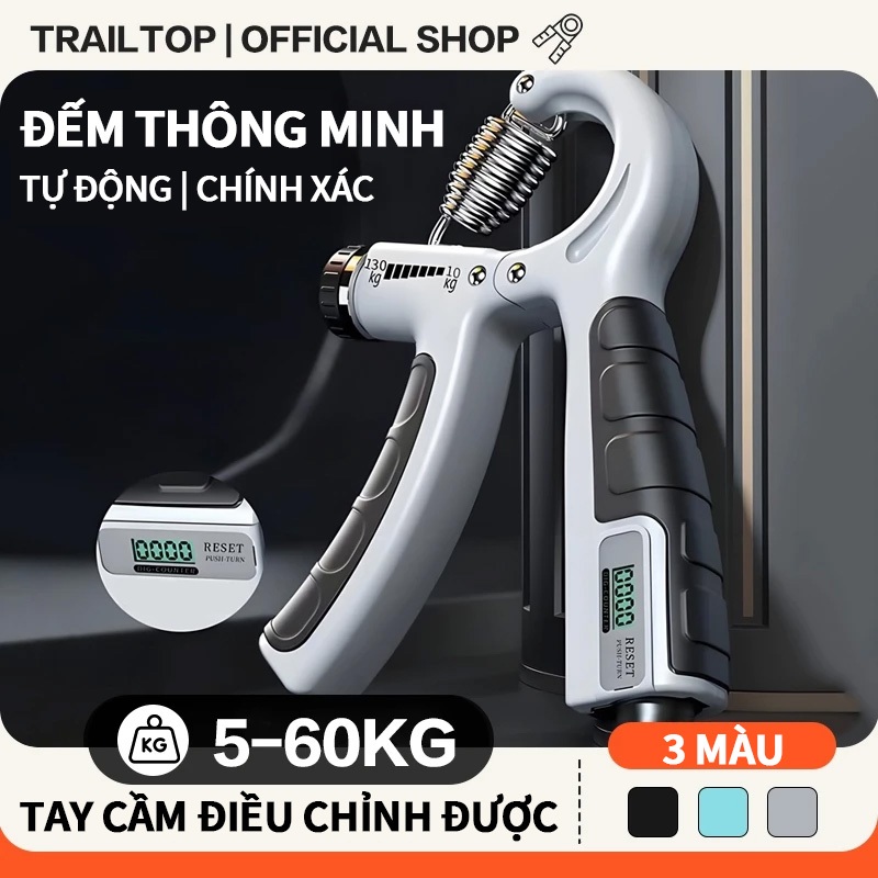 KÌM TẬP CƠ TAY ĐIỀU CHỈNH LỰC 5-60KG, Có Đếm Số, Lò Xo Thép Carbon, Dụng Cụ Tập Gym Tại Nhà, Tăng Sức Mạnh Cổ Tay Và Ngó