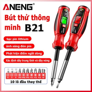 ANENG B21 Bút thử điện NCV 30-1000V cảm ứng không tiếp xúc 11 đầu vít thay thế pin sạc, màn hình số