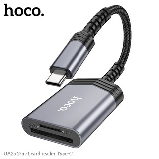 Đầu đọc thẻ nhớ SD / microSD Hoco UA25 cổng TypeC, dùng cho các dòng điện thoại, Laptop (Xám)