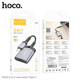 Đầu đọc thẻ nhớ SD / microSD Hoco UA25 cổng TypeC, dùng cho các dòng điện thoại, Laptop (Xám)
