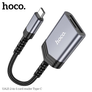 Đầu đọc thẻ nhớ SD / microSD Hoco UA25 cổng TypeC, dùng cho các dòng điện thoại, Laptop (Xám)