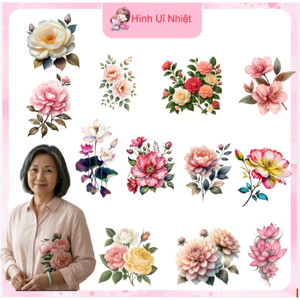 Hình in pét ủi nhiệt mẫu HOA trang trí quần áo tại nhà bằng bàn là bàn ủi,nhiều mẫu nhiều size
