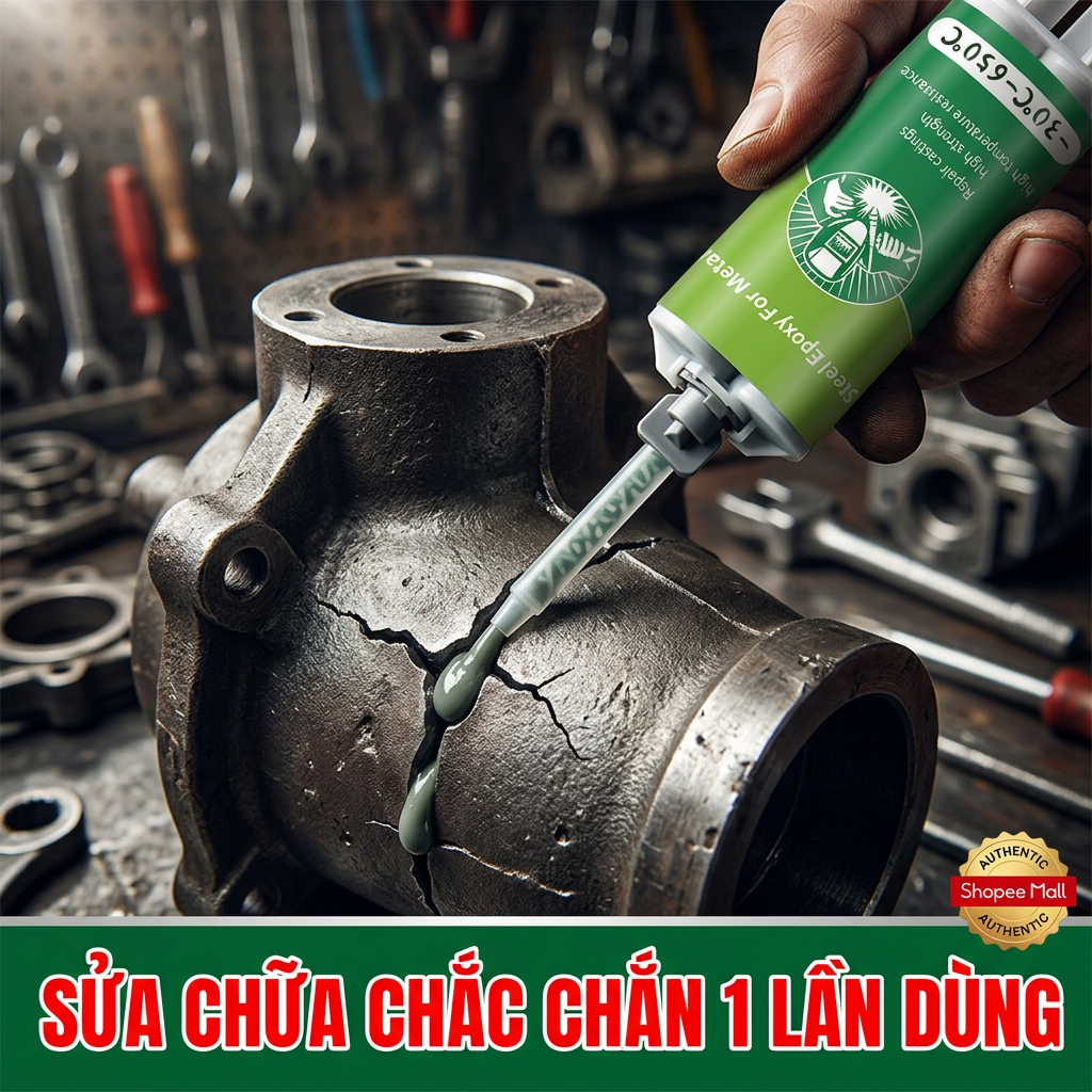 🔥Keo Sửa Kim Loại A/B 1:1 – Sửa Ống Gang, Nhôm, Inox Nhanh Chóng & Bền Chắc