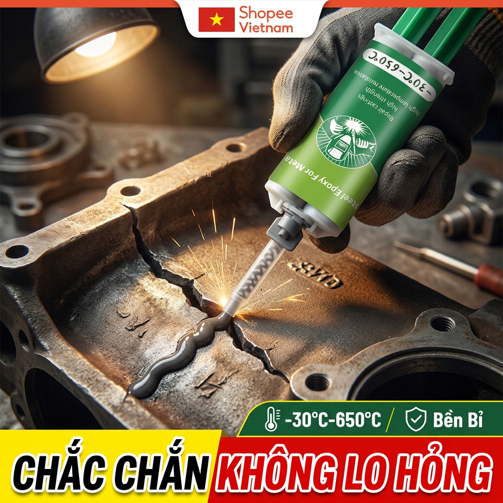 ⚡Keo Kết Dính Kim Loại A/B 1:1 – Sửa Ống Gang, Nhôm, Thép Không Gỉ Dễ Dàng