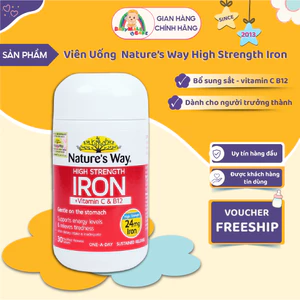 Viên Uống Nature’s Way High Strength Iron + Vitamin C&B12 Bổ Sung Sắt Cho Cơ Thể | Babymall & Care