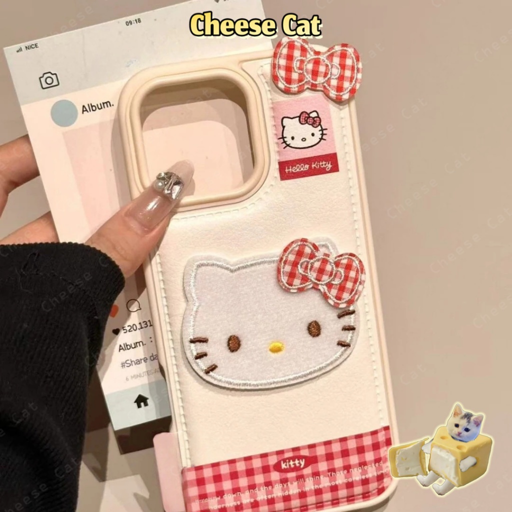 Ốp lưng iPhone hình mèo nơ 3D KT màu hồng trắng dễ thương cho iPhone 17 16 15 14 13 12 11 Pro Max 7 Plus Xs Max XR