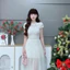 DX_Đầm váy dài, đầm dài Ren hoa nổi phối lưới cao cấp cổ kín thanh lịch - sang trọng đi tiệc